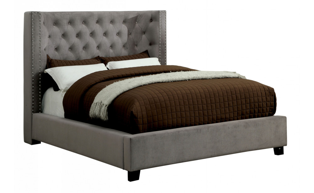 Piklin Wingback Bed in Gray