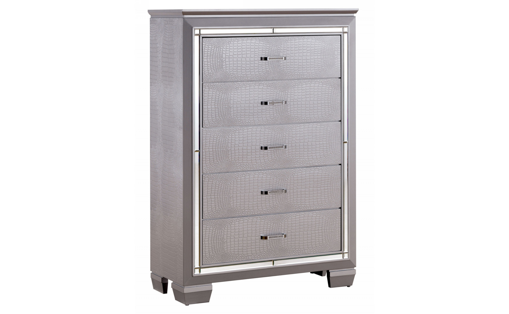 Balitoria Contemporary 5-Drawer Chest in Silver