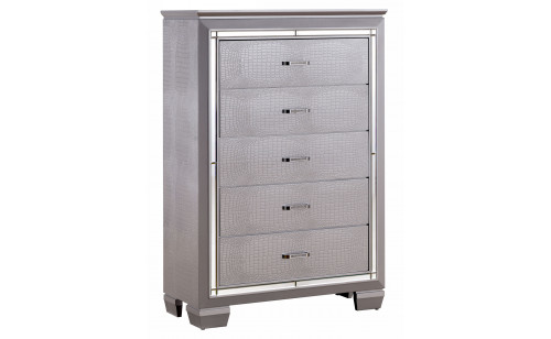 Balitoria Contemporary 5-Drawer Chest in Silver Balitoria Contemporary 5-Drawer Chest in Silver