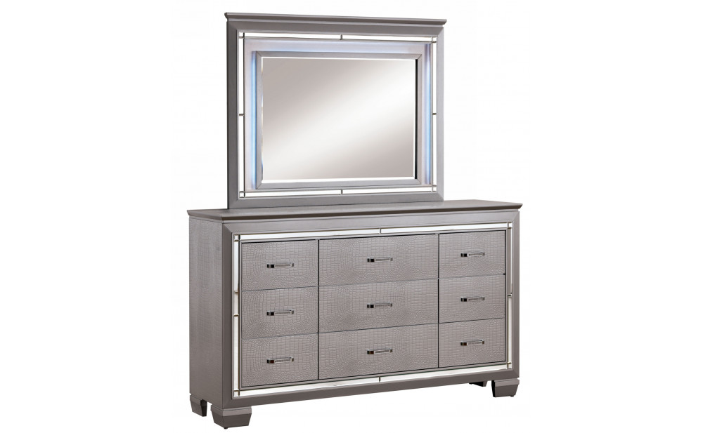 Balitoria 9-Drawer Dresser with Mirror in Silver