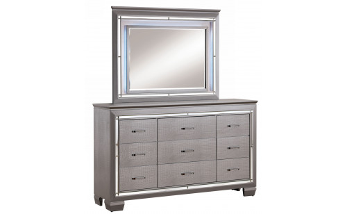 Balitoria 9-Drawer Dresser with Mirror in Silver Balitoria 9-Drawer Dresser with Mirror in Silver