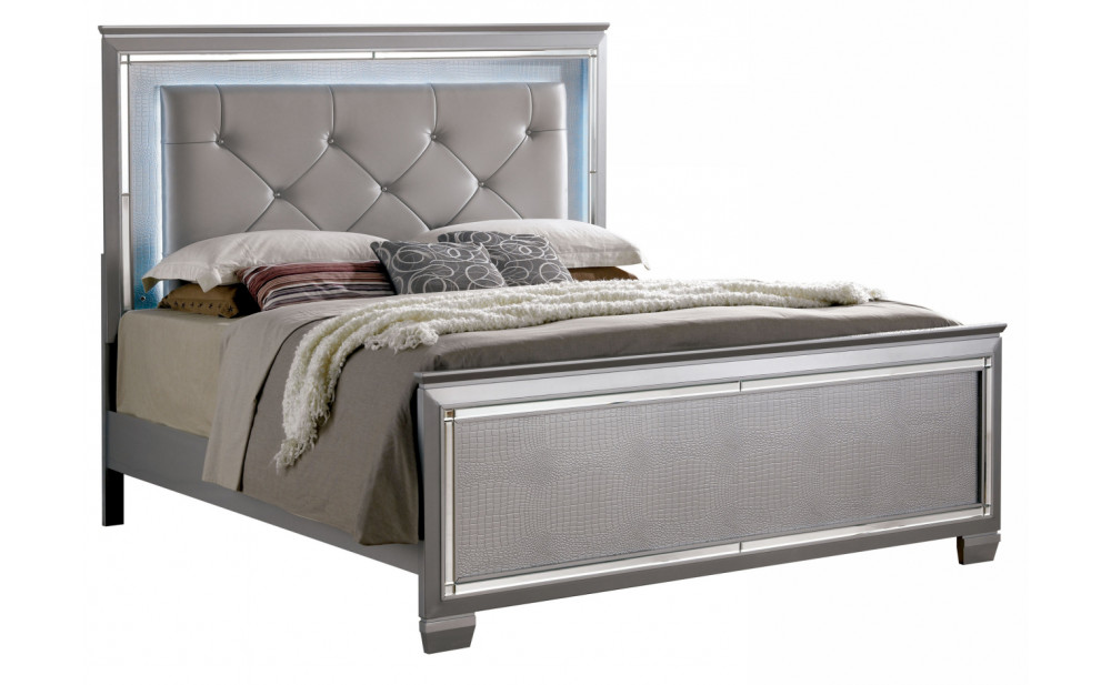 Balitoria Leatherette Bed in Silver