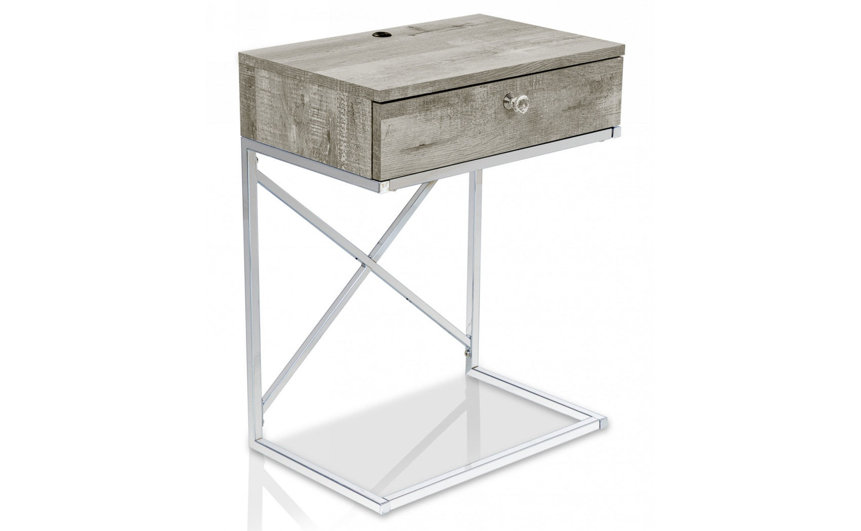 Kylie End Table with USB Port in Light Gray