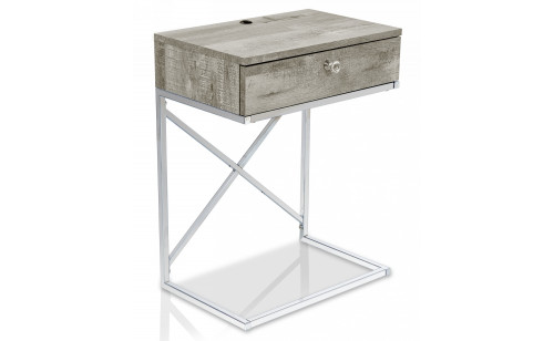 Kylie End Table with USB Port in Light Gray
