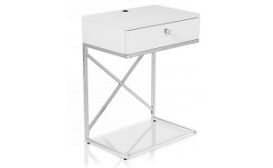 Kylie End Table with USB Port Glossy White Kylie End Table with USB Port Glossy White