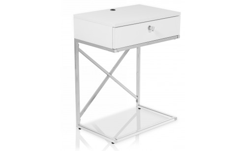 Kylie End Table with USB Port Glossy White