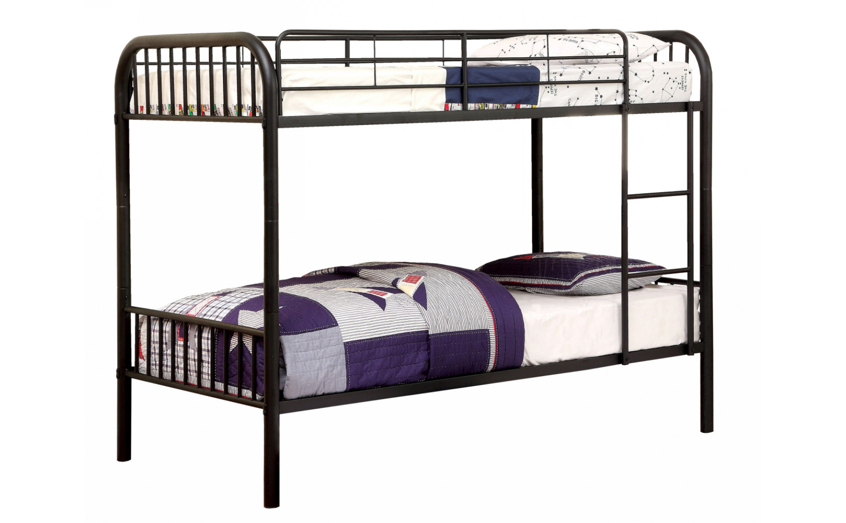 Lompok Contemporary Metal Bunk Bed in Black
