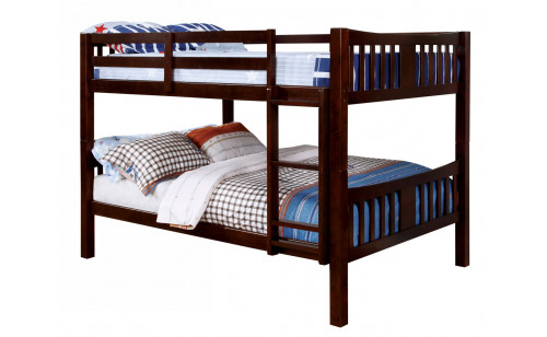 Khanjari Solid Wood Twin over Twin Bunk Bed Walnut Khanjari Solid Wood Twin over Twin Bunk Bed Walnut