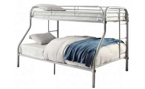 Teledona Metal Twin over Full Bunk Bed Silver Teledona Metal Twin over Full Bunk Bed Silver