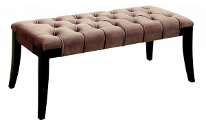 Caen Button Tufted Bench Brown