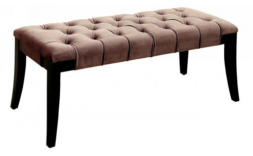 Caen Button Tufted Bench Brown