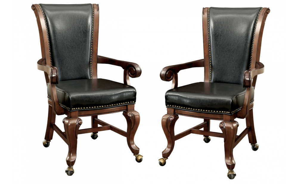 Dyeson Leather Padded Arm Chairs Brown Cherry / Black (Set of 2)