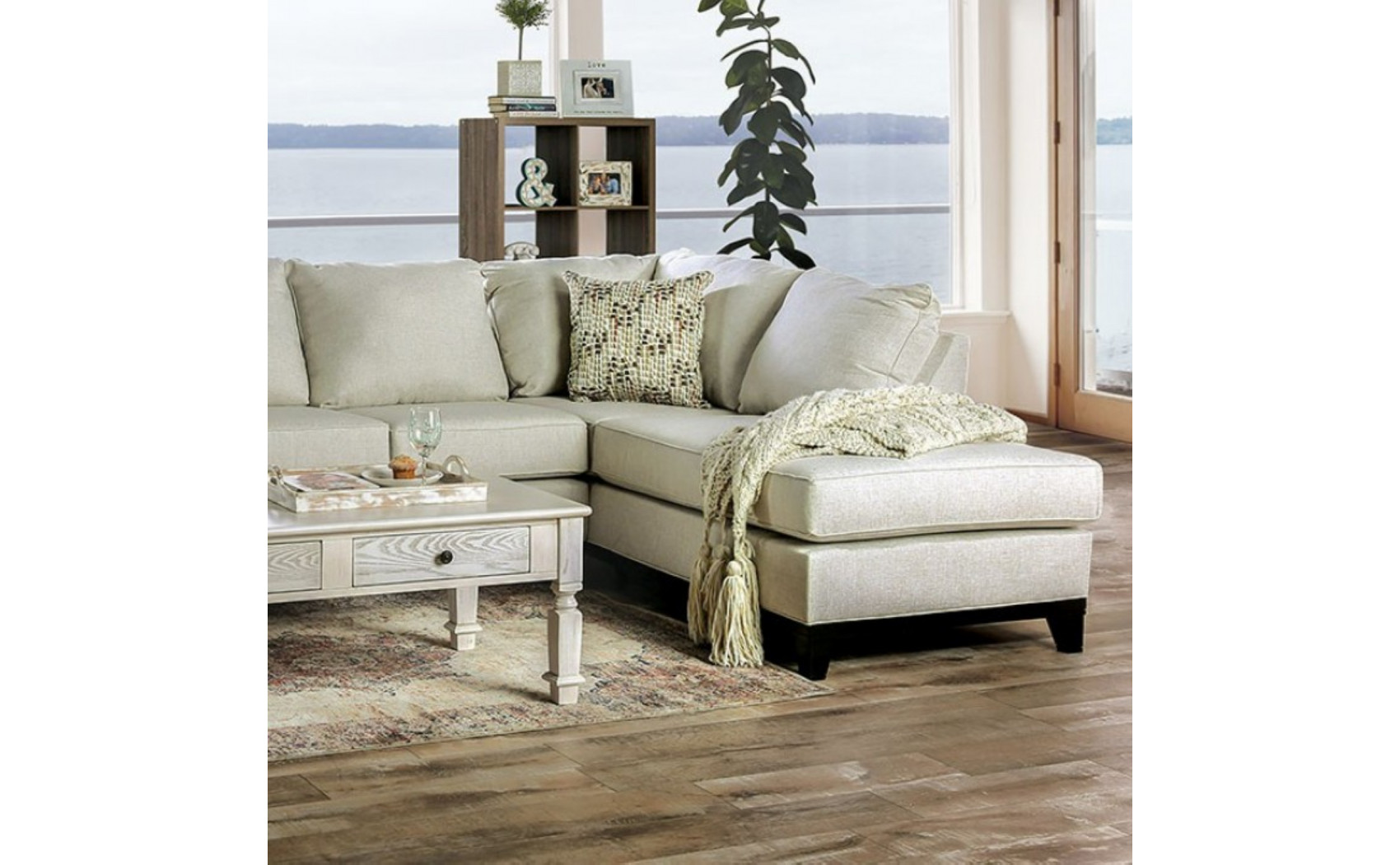 Bloutop Sectional Ivory Furniture of America