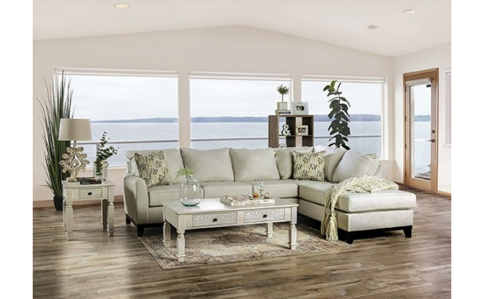 Bloutop Sectional Ivory Furniture of America