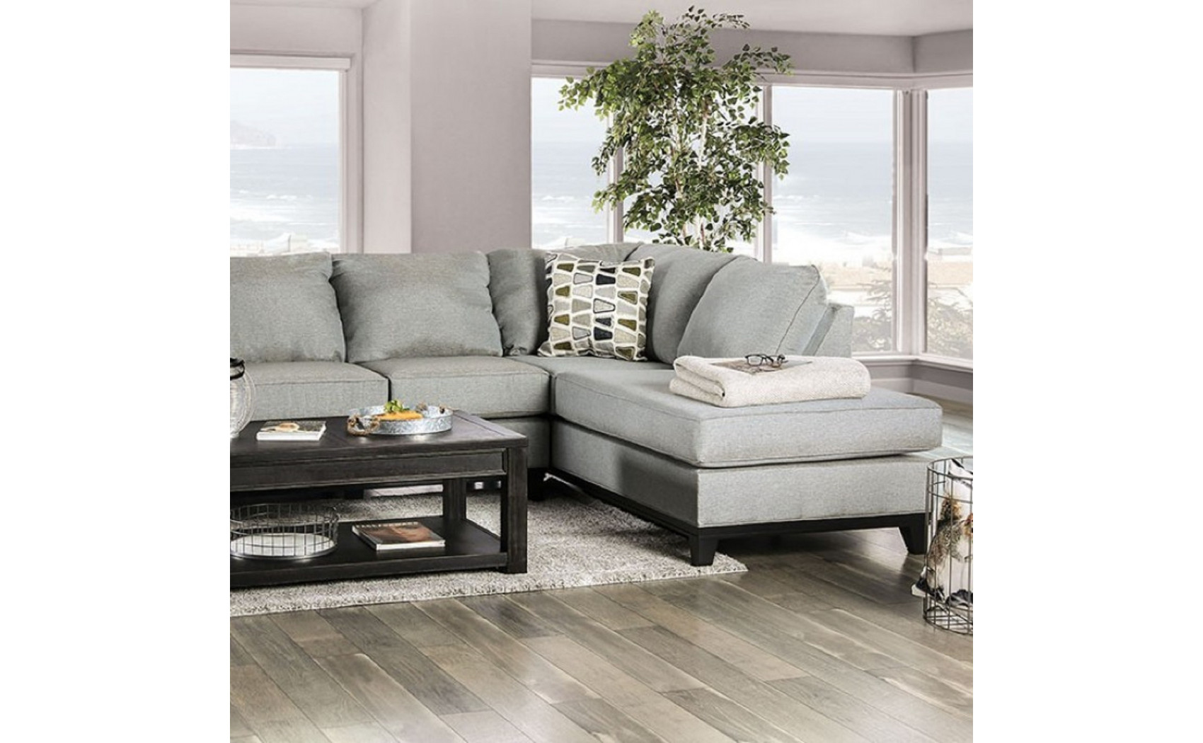 Bloutop Sectional Gray Furniture of America