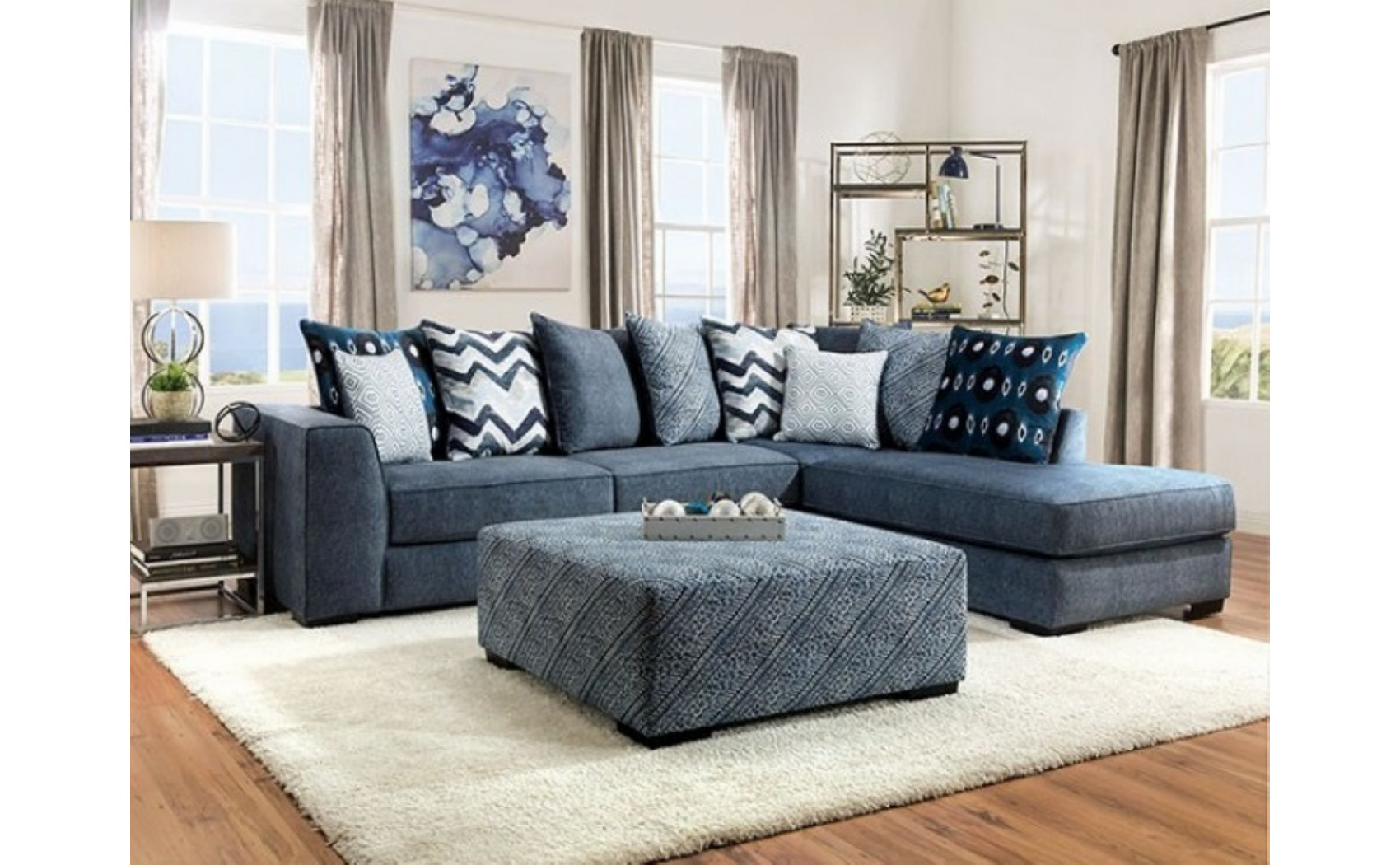 Molnar Sectional Blue Furniture of America