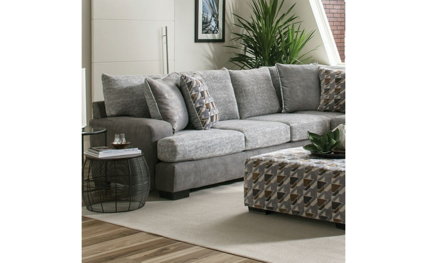 Saddlebrook Sectional Grey Furniture of America