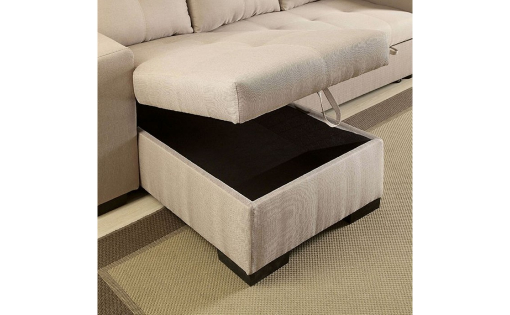 Dento Sleeper Storage Sectional Ivory Furniture of America