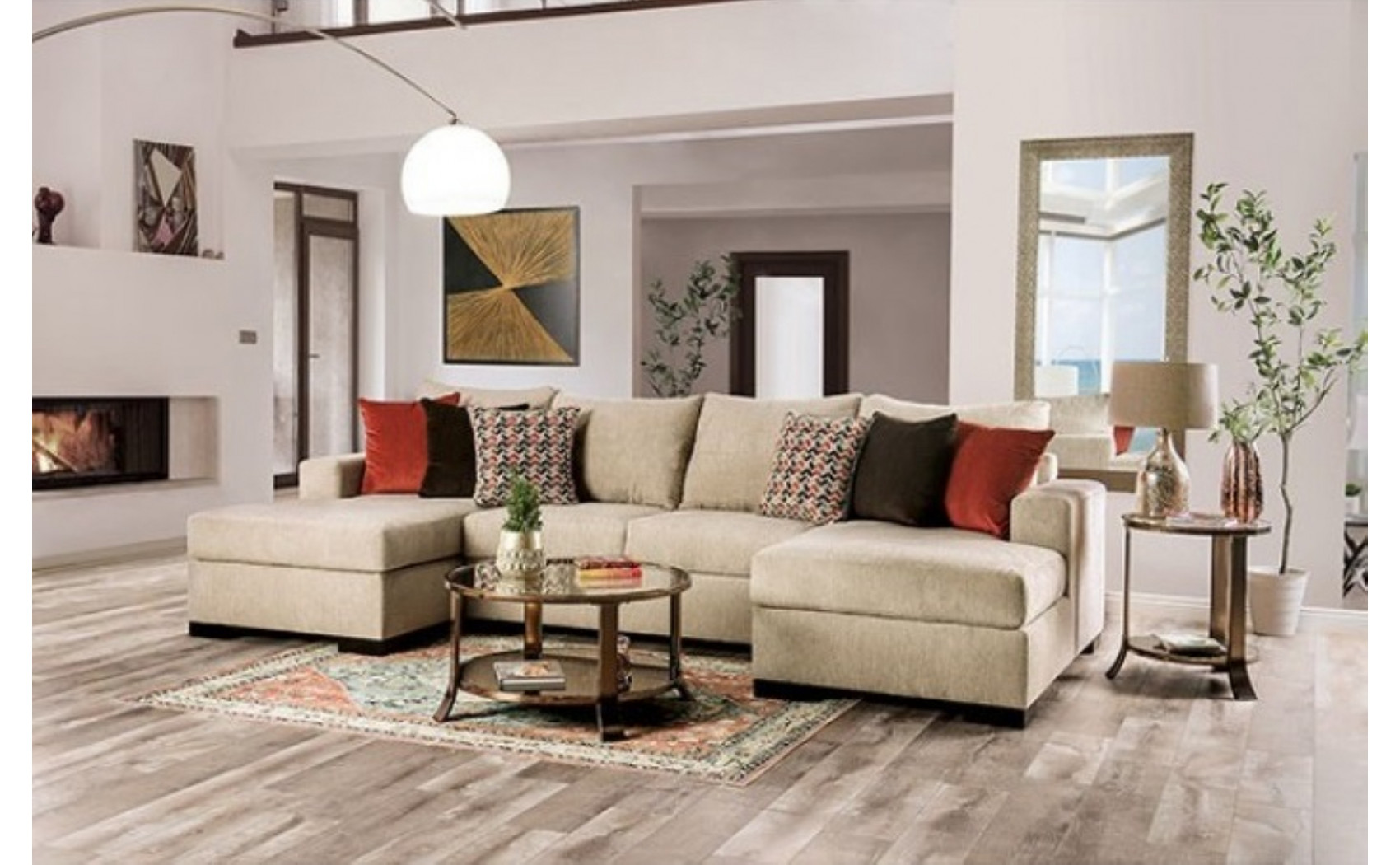 Sandrock Sectional Beige Furniture of America