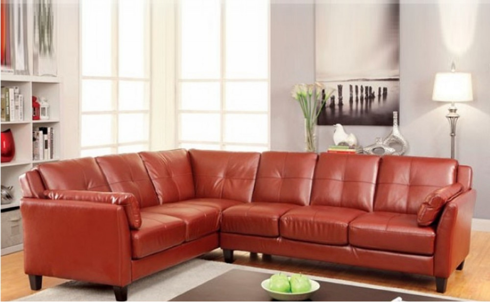 Noah Sectional Mahogany Red Furniture of America