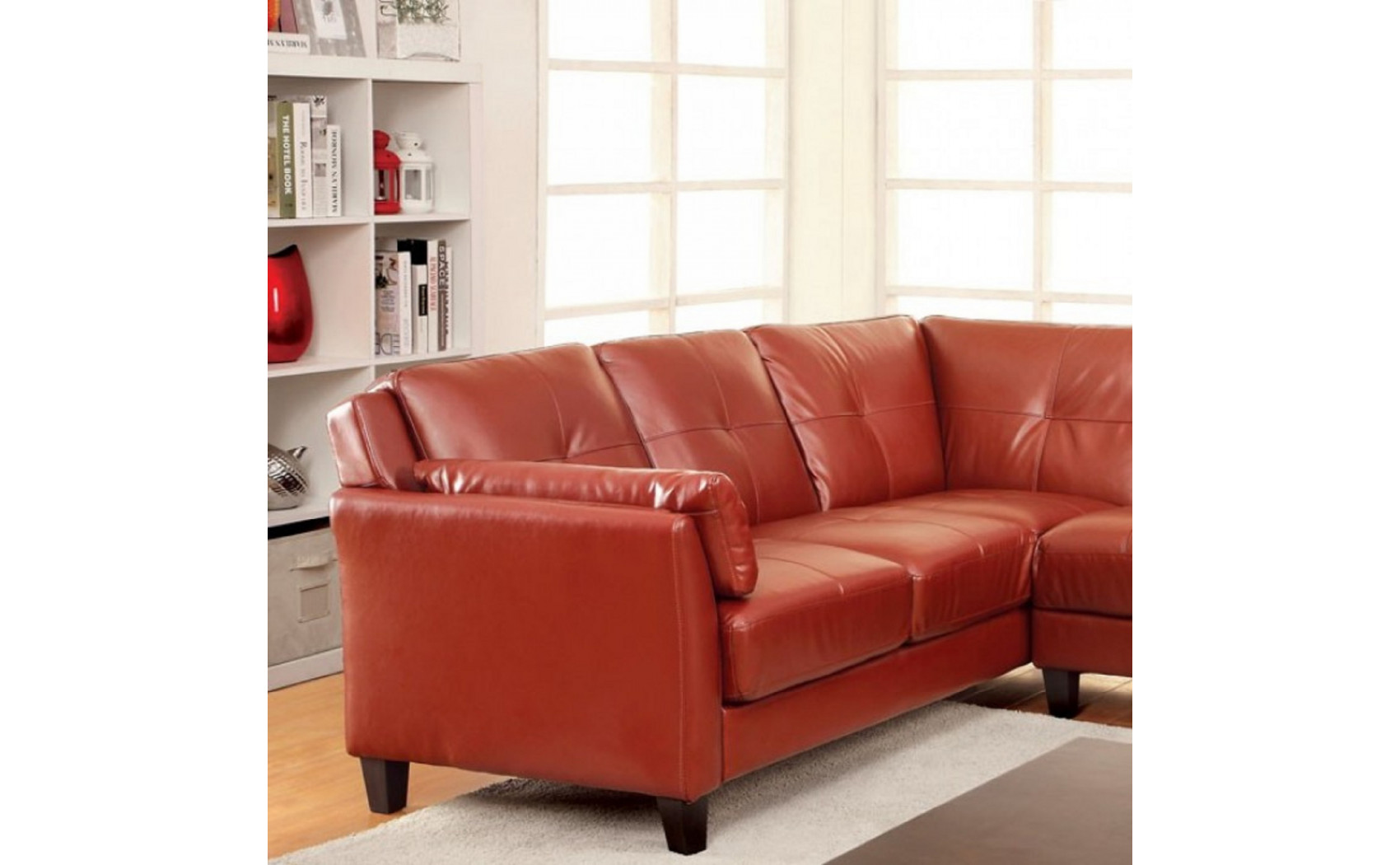 Noah Sectional Mahogany Red Furniture of America