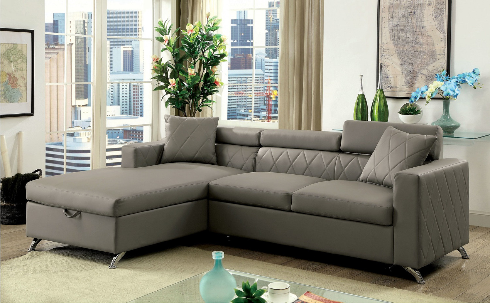 Dayn Sectional Gray Furniture of America