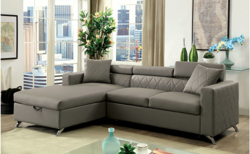 Dayn Sectional Gray Furniture of America Dayn Sectional Gray Furniture of America