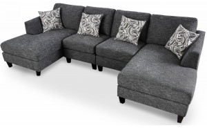 Lisa Sectional w Ottoman Gray Furniture of America