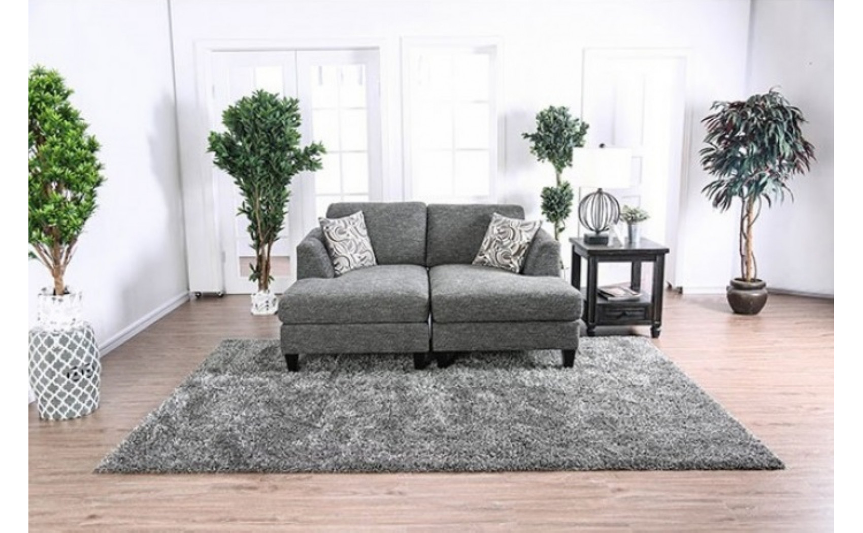 Lisa Sectional w Ottoman Gray Furniture of America
