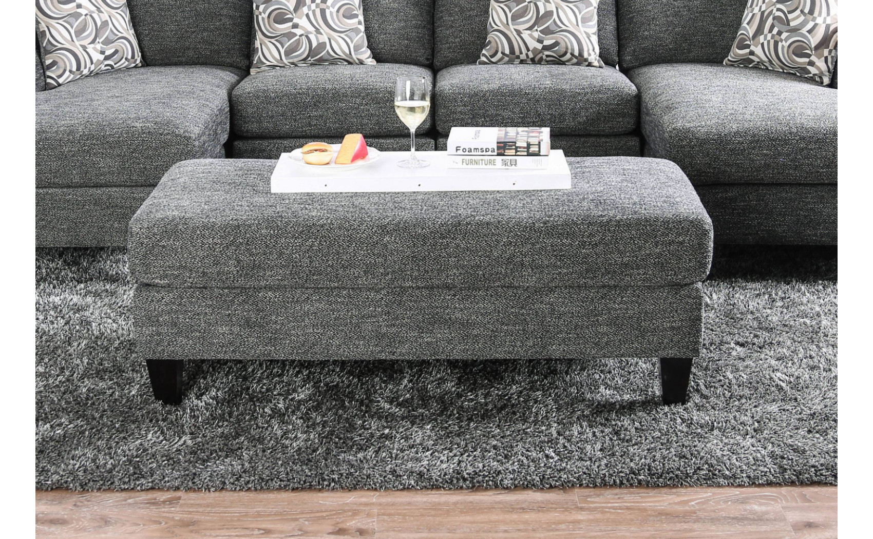 Lisa Sectional w Ottoman Gray Furniture of America