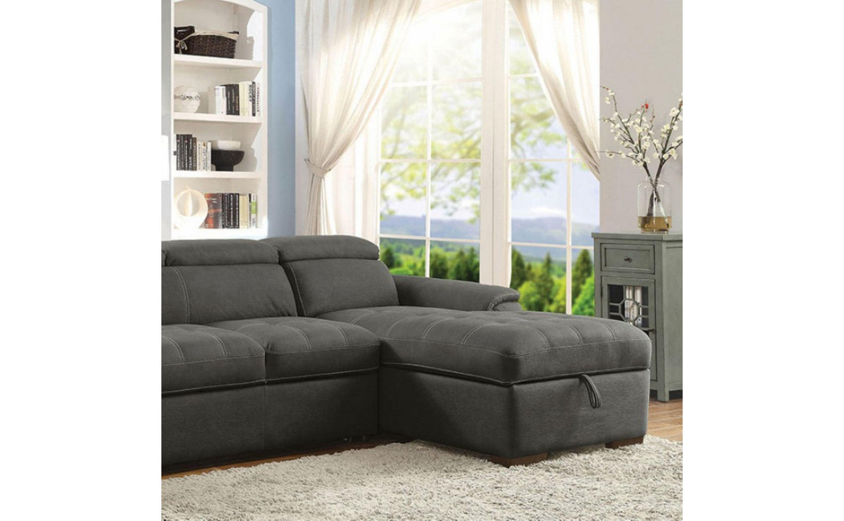Lendra Storage Sectional Graphite Furniture of America