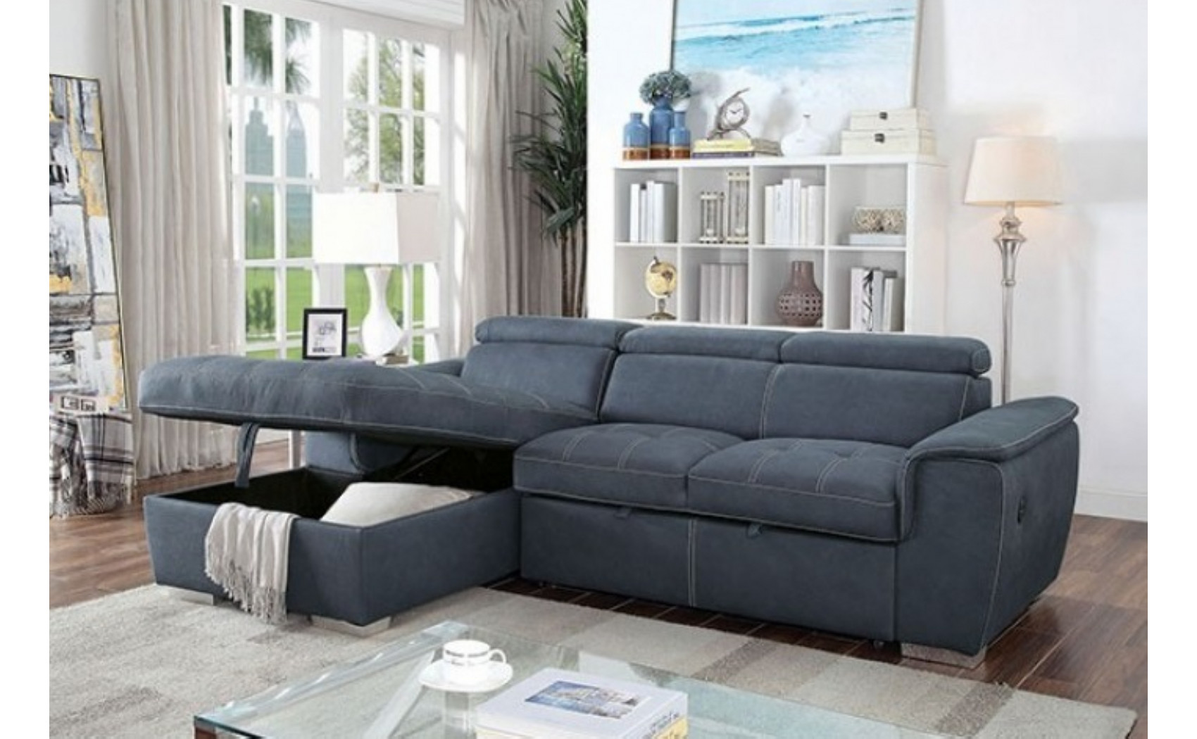Patt Sectional Blue Gray Furniture of America