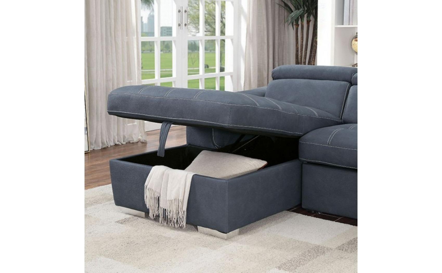Patt Sectional Blue Gray Furniture of America