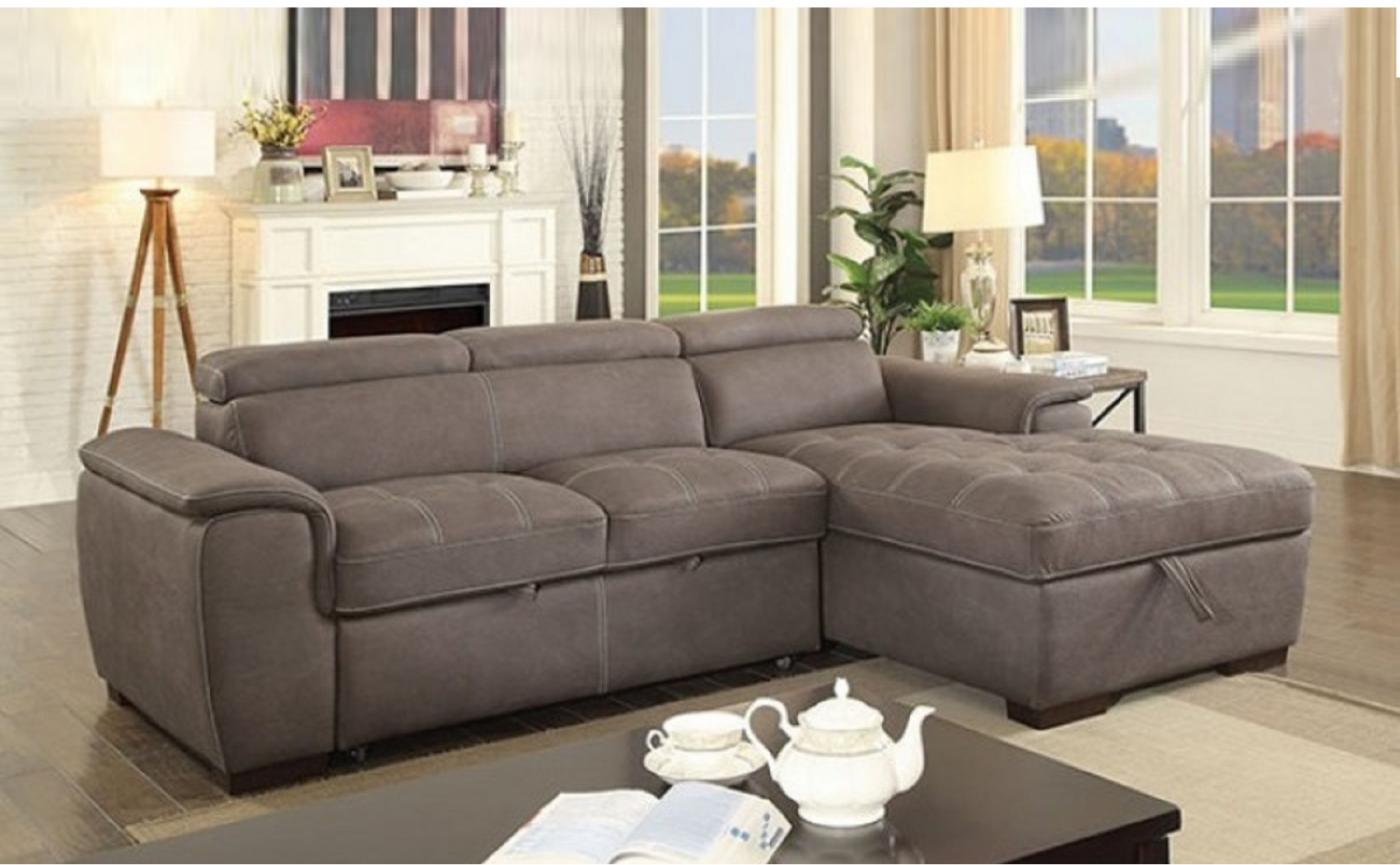 Lendra Storage Sectional Brown Furniture of America