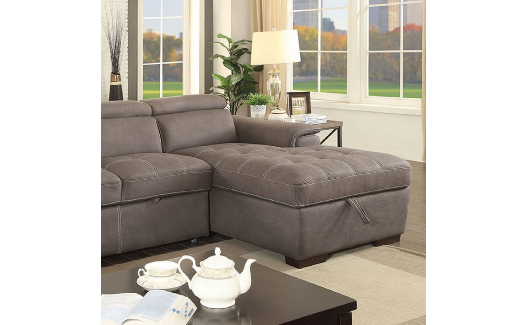 Lendra Storage Sectional Brown Furniture of America