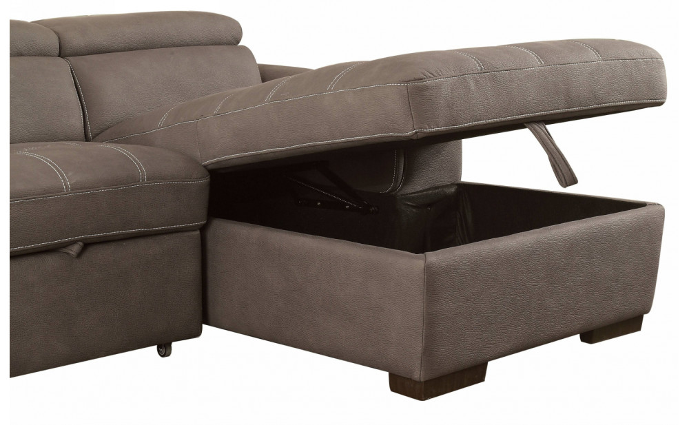 Lendra Storage Sectional Brown Furniture of America