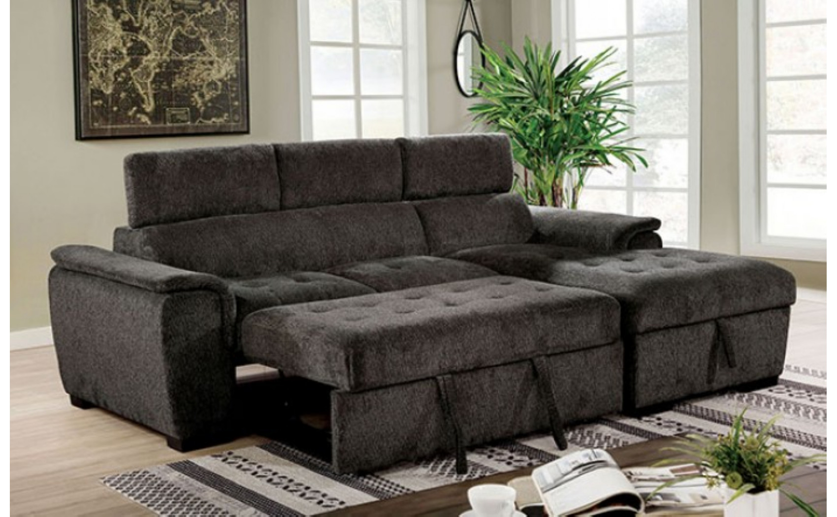 Patt Sectional Dark Gray Furniture of America