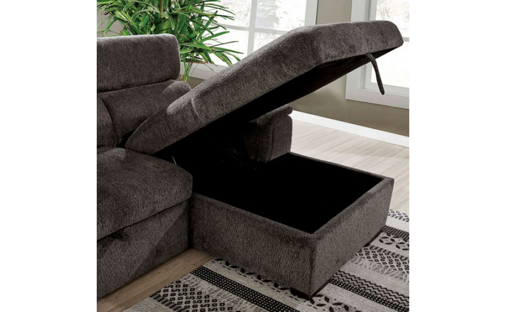 Patt Sectional Dark Gray Furniture of America