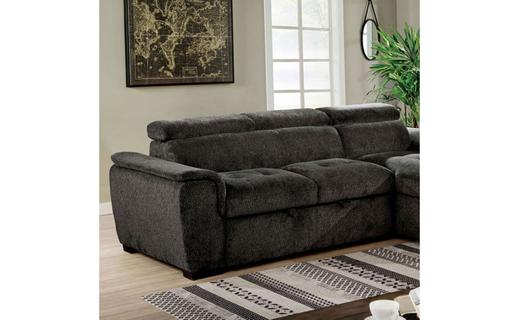 Patt Sectional Dark Gray Furniture of America