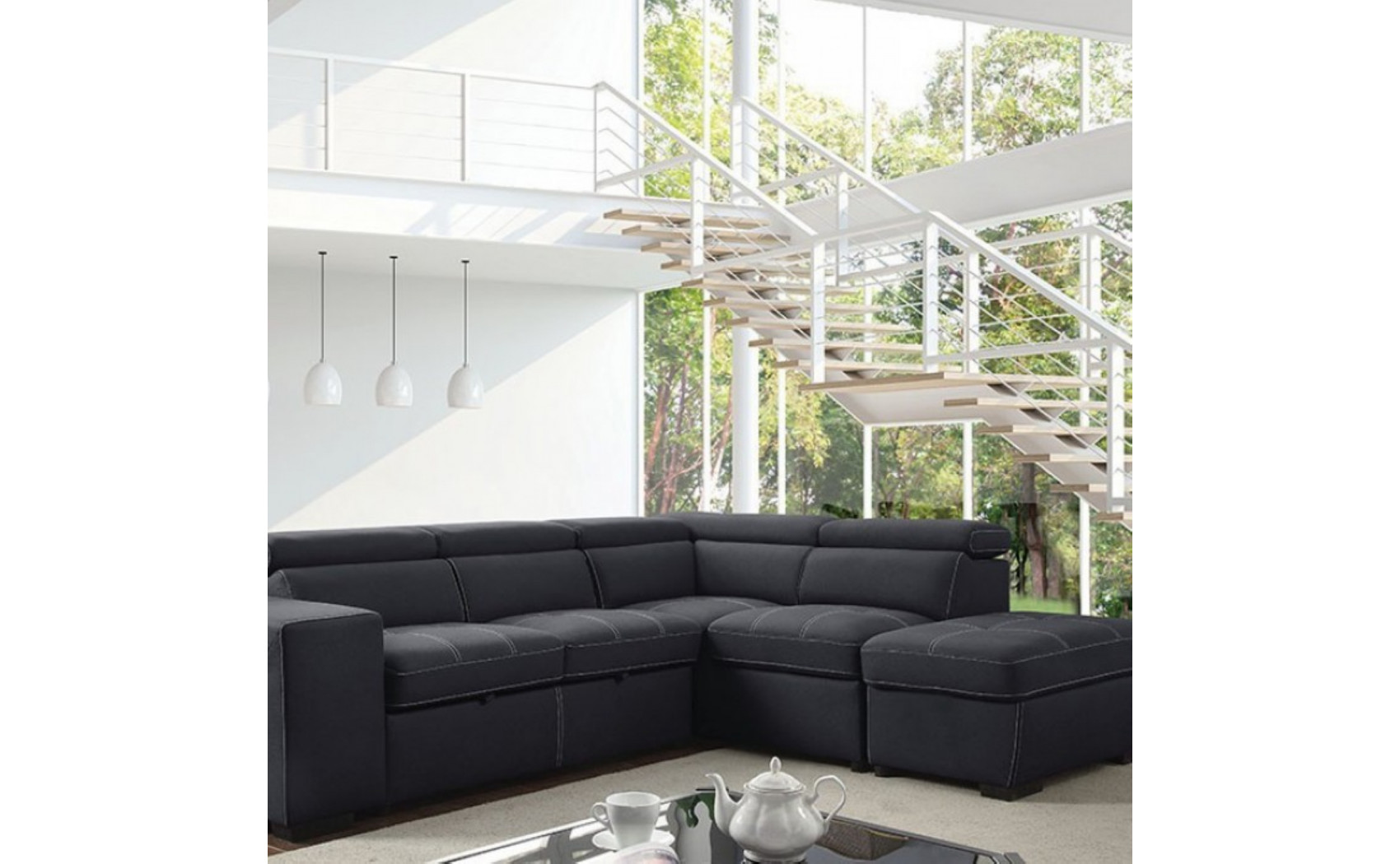 Athen Storage Sectional Graphite Furniture of America