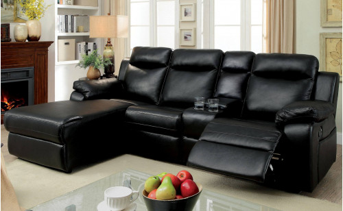 Becarra Reclining Sectional Black Furniture of America Becarra Reclining Sectional Black Furniture of America