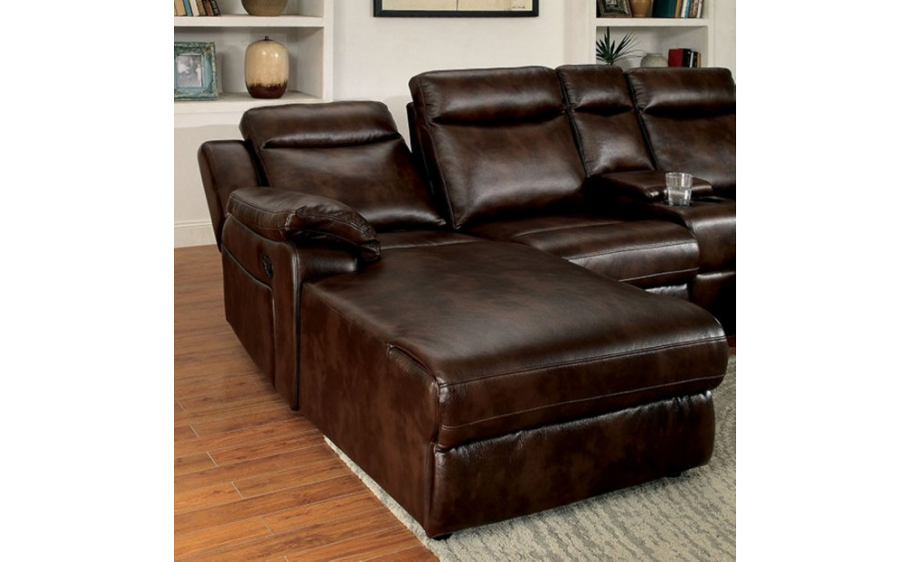 Becarra Reclining Sectional Brown Furniture of America
