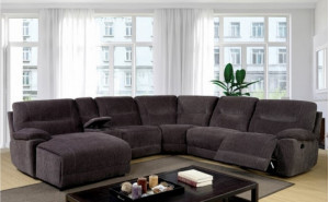 Seren Reclining Sectional w Console Gray Furniture of America Seren Reclining Sectional w Console Gray Furniture of America
