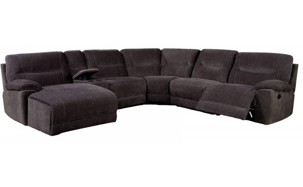 Seren Reclining Sectional w Console Gray Furniture of America