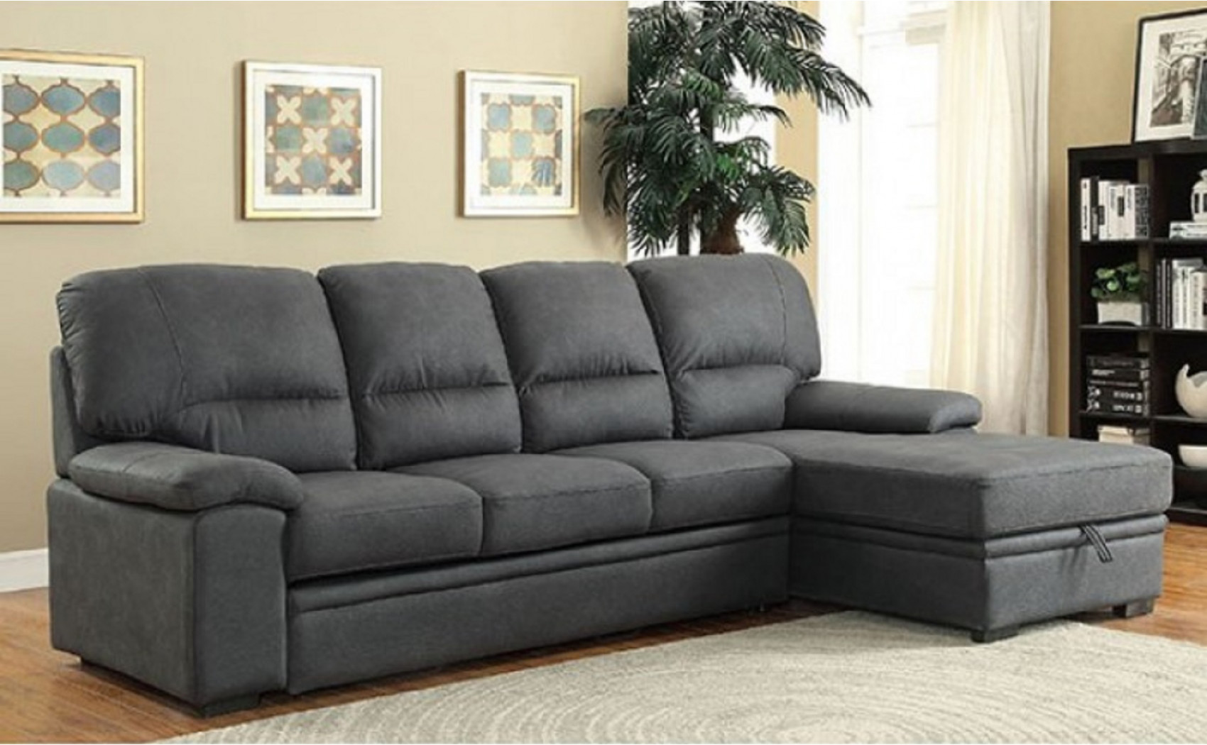 Alceste Sleeper Sectional Gray Furniture of America