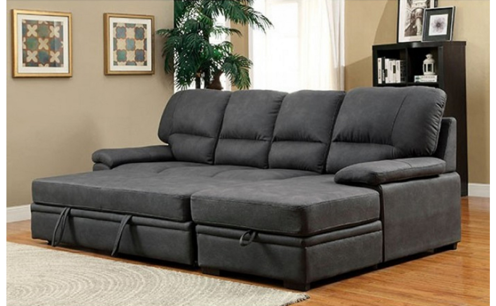 Alceste Sleeper Sectional Gray Furniture of America