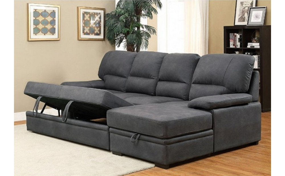 Alceste Sleeper Sectional Gray Furniture of America