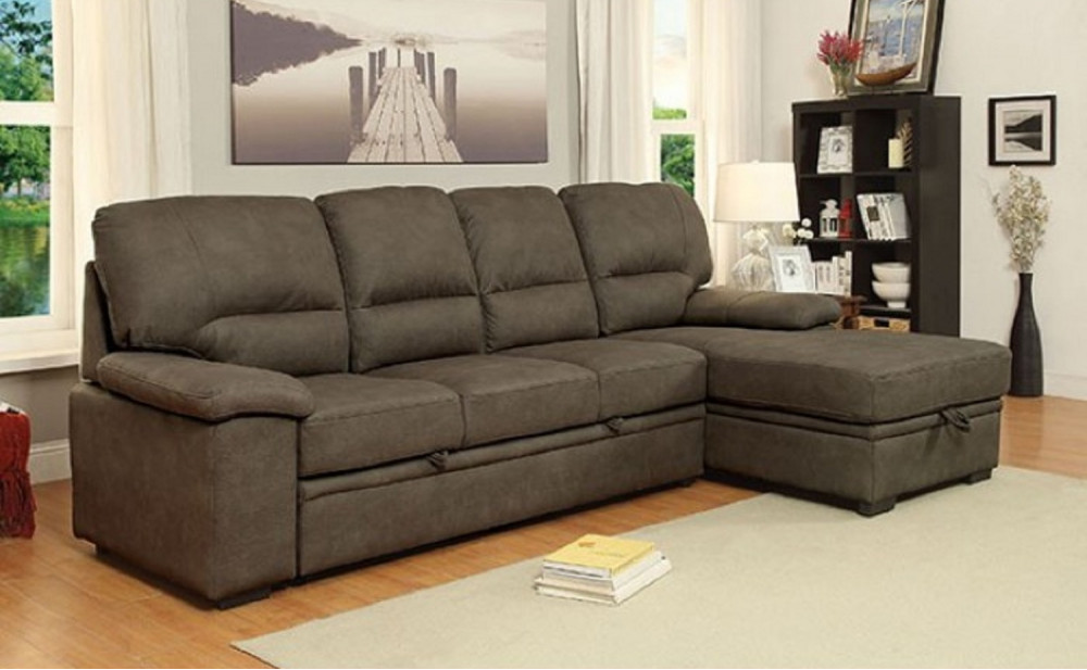 Alceste Sleeper Sectional Ash Brown Furniture of America