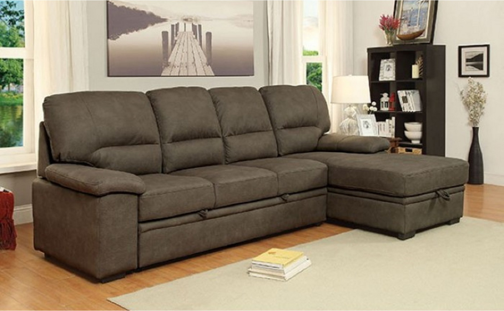 Alceste Sleeper Sectional Ash Brown Furniture of America