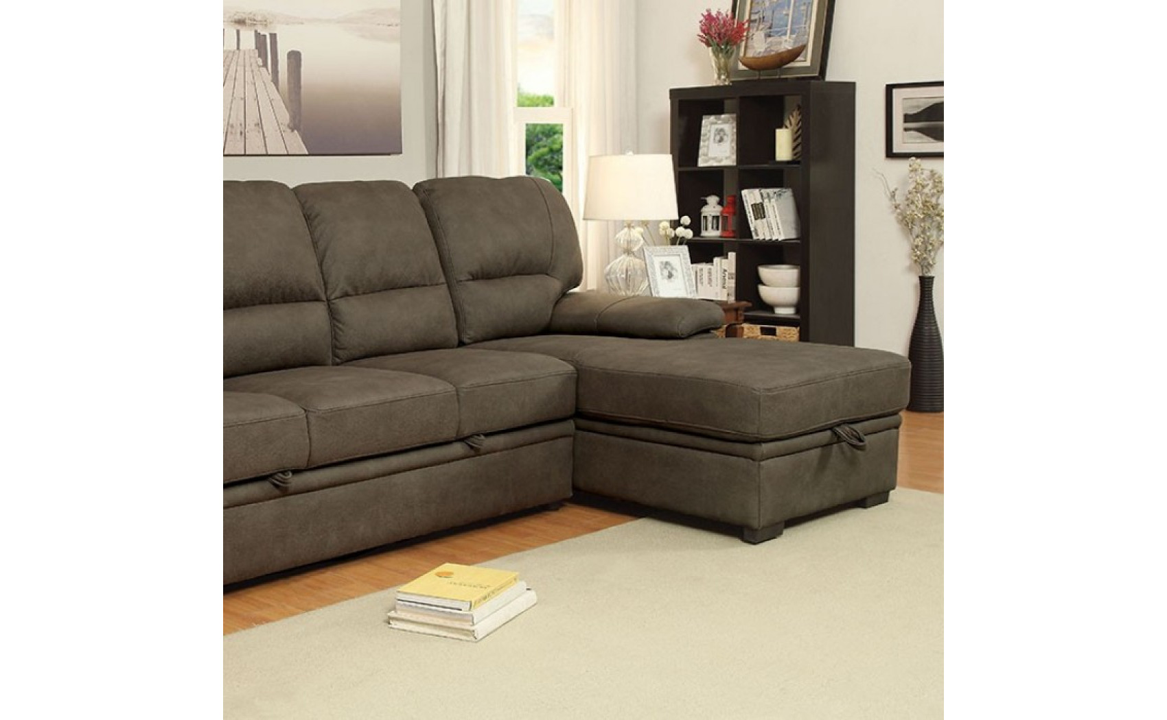 Alceste Sleeper Sectional Ash Brown Furniture of America